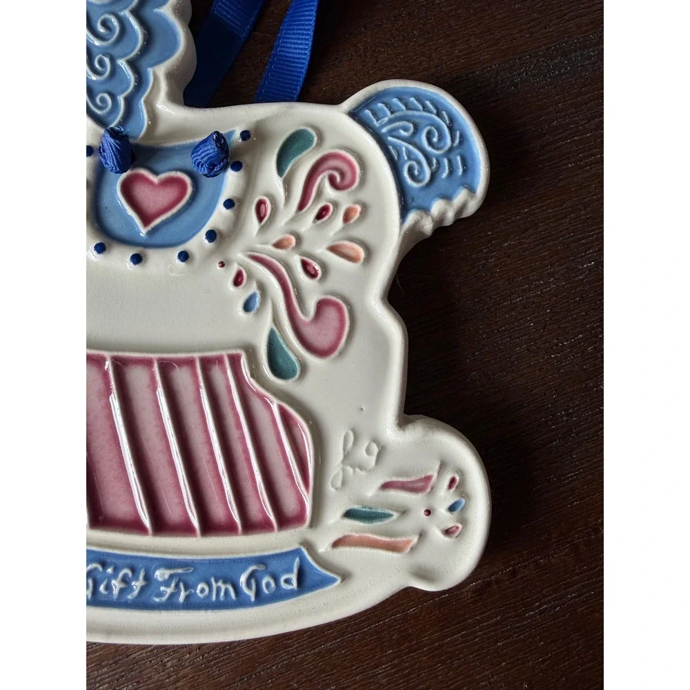 J. Duban Designs Rocking Horse Wall Hanging Tile A Child Is A Gift From God 1988